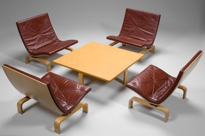 Set of PK27 Easy Chairs and PK66 Table