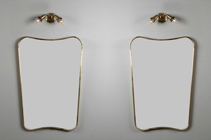 Pair of Lighted Wall Mirrors
