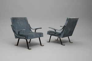 Pair of Adjustable 'Digamma' Armchairs