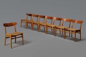 Set of Eight Dining Chairs, Model no CH23